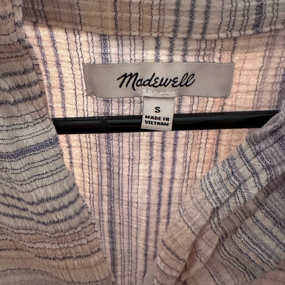MADEWELL Crinkle Hayden Popover Top in Stripe S - Picture 4 of 4